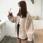 Lantern-sleeve Corduroy Jacket