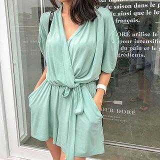 Wrap-front Playsuit With Sash