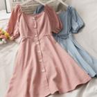 Tie-back Square-neck Shirtdress In 8 Colors