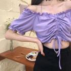 Off-shoulder Elbow-sleeve Cropped Top / Mini A-line Skirt