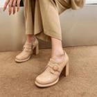Chunky Heel Buckled Patent Shoes