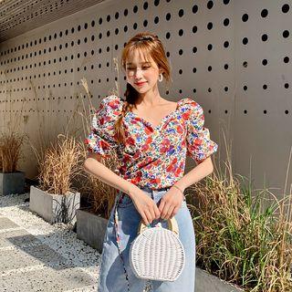 Two-way Floral Wrap Top Ivory - One Size