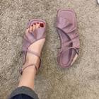 Faux Leather Ruffle Sandals
