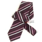 Striped Neck Tie Wine Red - One Size