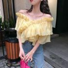 Ruffle-detail Off-shoulder Chiffon Blouse