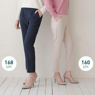 Band-waist Straight-cut Pants In 2 Lengths