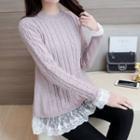 Lace Underlay Cable Knit Sweater