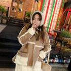 Reversible Faux-shearling Jacket With Tie Ivory - One Size