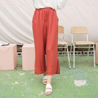 Band-waist Cropped Wide-leg Pants (l~xxl)