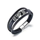 Fashion Personality 316l Stainless Steel Six-point Star Leather Multi-layer Bracelet Silver - One Size
