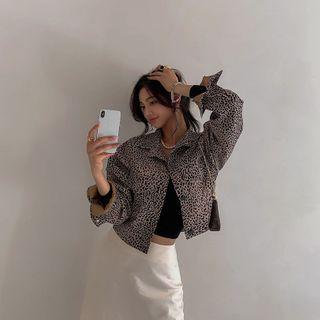 Leopard Cropped Trucker Jacket