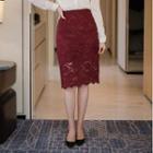 Scalloped Lace Pencil Skirt
