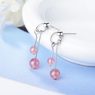 Bead Dangle Earring Strawberry Crystal - One Size