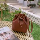 Faux-leather Bucket Bag With Strap Brown - One Size