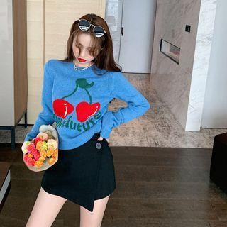 Cherry Print Sweater / Plain Skort