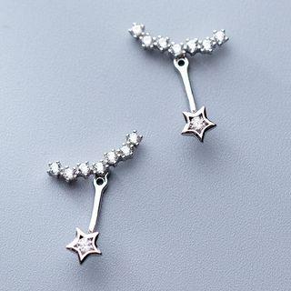 925 Sterling Silver Rhinestone Star Swing Earring Silver - One Size