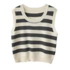 Striped Knit Vest Stripes - Gray & White - One Size