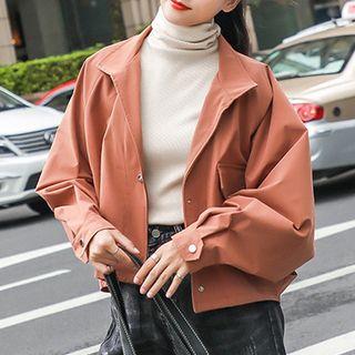 Batwing-sleeve Buttoned Jacket