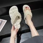 Faux Pearl Tweed Flip-flops
