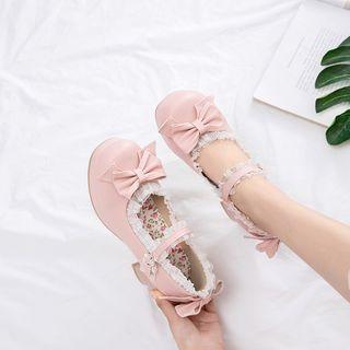 Mesh Ruffle Chunky Heel Mary Jane Sandals