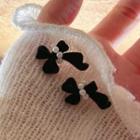 Faux Pearl Bow Stud Earring 1 Pair - Black - One Size