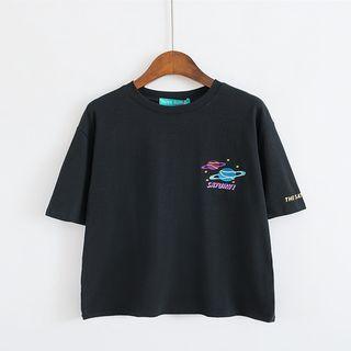 Planet Embroidered Short Sleeve T-shirt