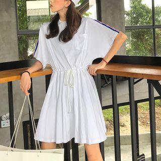 Striped Drawstring Waist Dress