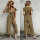 Short-sleeve V-neck Cropped Jumpsuit