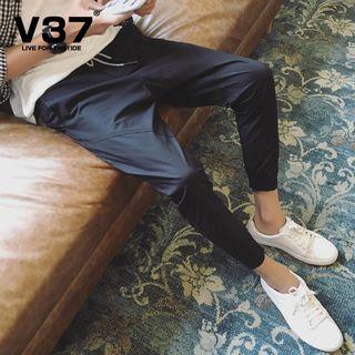 Plain Tapered Drawstring Pants