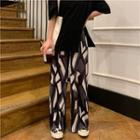 Geometric Print Wide Leg Pants Geometric Print - Gray & White & Black - One Size