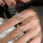 Bow Rhinestone Alloy Open Ring