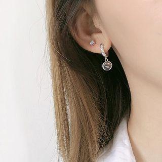 925 Sterling Silver Rhinestone Dangle Earring 1 Pc - As Shown In Figure - One Size