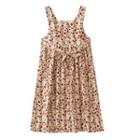 Floral Print Midi Overall Dress Red Flowers - Almond - One Size