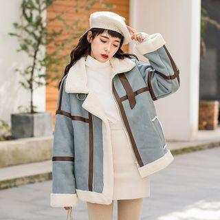 Faux Suede Zip-up Jacket