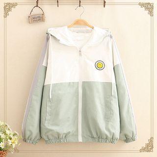 Smiley Face Logo Hooded Zip Jacket