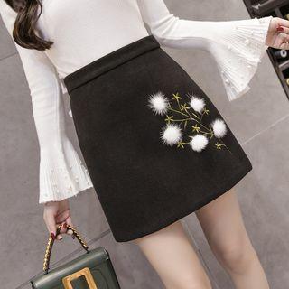 A-line Embroidered Mini Skirt