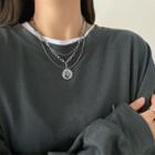 Coin Layered Necklace Silver - One Size