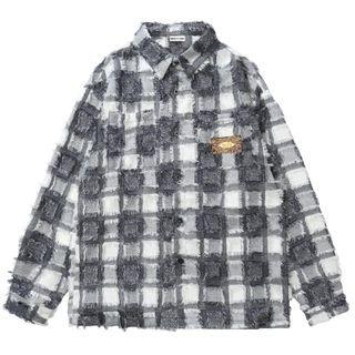 Fray Hem Check Shirt Jacket