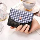 Houndstooth Panel Faux Leather Wallet