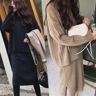 Set: Turtleneck Sweater + Sleeveless Knit Dress