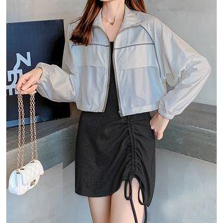 Set: Zip Jacket + Mini Drawstring Tank Dress