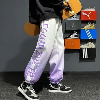 Lettering Gradient Harem Sweatpants