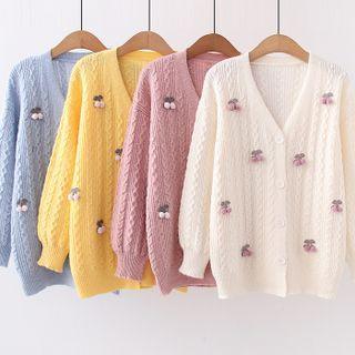 Embroidered Chunky Knit Cardigan