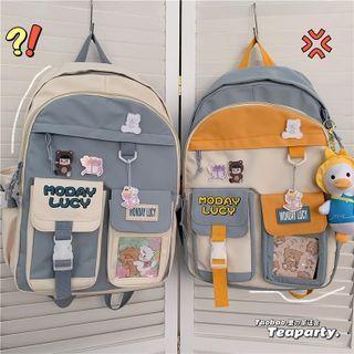 Pvc Panel Lettering Buckled Backpack