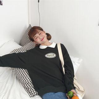 Panel Collared Long-sleeve Sweatshirt