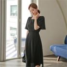 Square-neck Bell-sleeve Dress