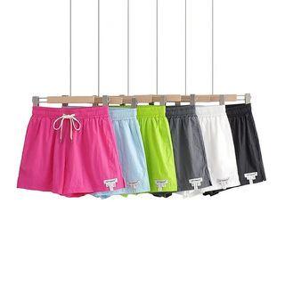 Drawstring Plain Wide-leg Sport Shorts