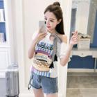 Printed Cut Out Short-sleeve T-shirt