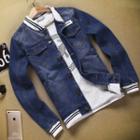 Buckled Denim Baseball Jacket