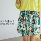 Drawstring-waist Floral-pattern Shorts